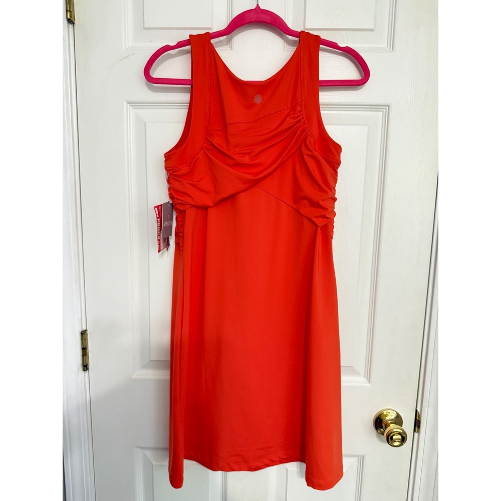 Athleta Orange Ruched Crossover Active Dress Women's Med Lycra Sport Athleisure - Picture 3 of 8